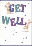 This get well card, crafted with care in the style of Chinatown's creative pulse, offers both visual and emotional warmth. Two charming figures-a teddy bear and a perky puppy-appear to leap playfully from the smooth, cream-white background, each engaging joyfully with the oversized 'Get Well' text. The indigo and teal letters shine brightly, echoing the colours one might spot in seasonal flower displays by Chinatown Florist or among painted lanterns strung across local side streets. Sprinkles of blue and purple stars add an atmosphere of wonder and hope, each one reminiscent of celebratory confetti fluttering above Chinatown during festival days. The soft, inviting textures of the furry friends evoke a sense of comfort, almost as if their embrace could reach out past the paper, offering solace to anyone feeling unwell. More than just a card, this is a gentle message of support and kindness, lovingly attuned to the neighbourhood's tradition of encouragement-perfect for sharing heartfelt care with someone recovering in or around Chinatown.